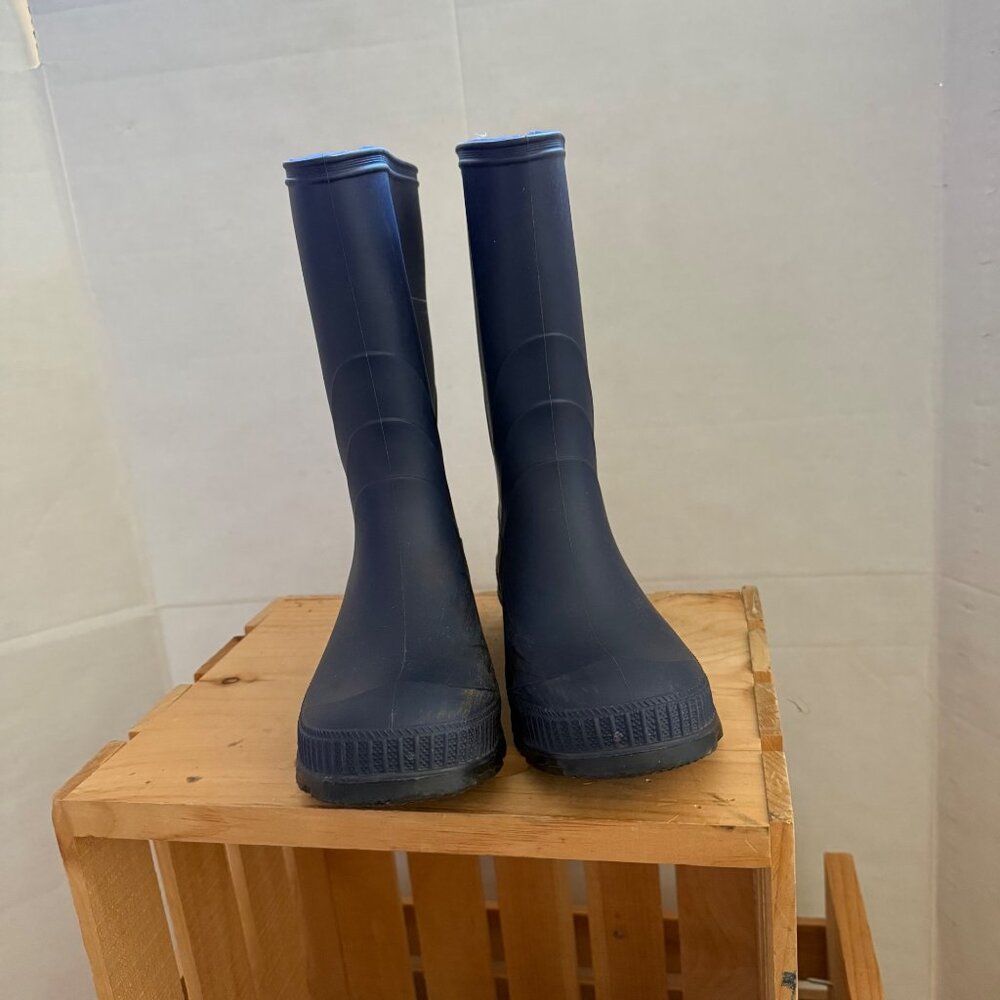 Kamik Boys Size 4 Navy Black Waterproof Rubber Knee High Outdoor Rain Boots - Picture 12 of 14